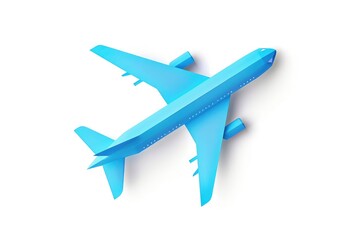 Obraz premium A stylized blue airplane illustration viewed from above, emphasizing travel and transportation. isolated on white background