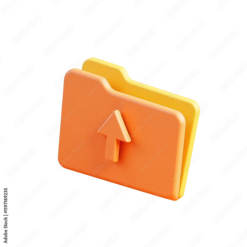Aufkleber two-toned 3d folders with upward arrow suggesting data upload