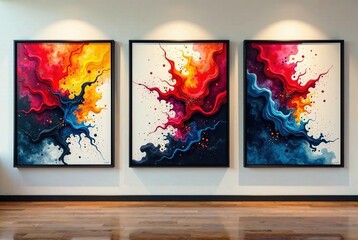 Abstract Art Explosion - Dynamic Colors in a Museum Gallery