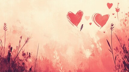 A Valentine's Day themed background with a soft red and pink gradient, with hand-drawn hearts and arrows subtly incorporated.