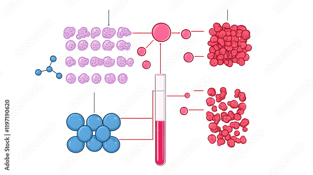 Aufkleber simplified diagram of peptide synthesis and its functions in different body systems