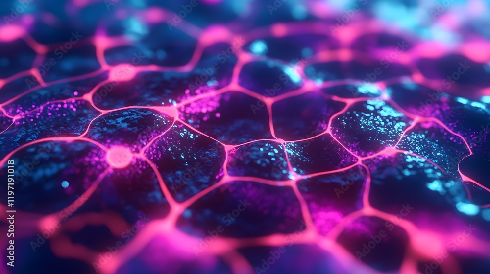 Aufkleber glowing peptide signaling threads connecting organs in a digital biological backdrop
