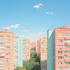 Fototapeta premium Pastel Cityscape Illustration