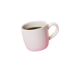 Obraz premium white mug of dark coffee floats against a and pink backdrop