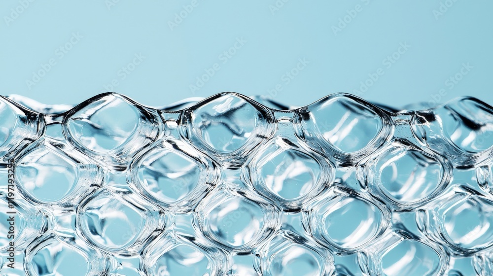 Aufkleber transparent glass honeycomb structure with soft blue background and reflected light patterns