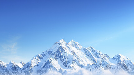 Naklejka premium Majestic snowcapped mountains under clear blue sky, showcasing nature beauty and grandeur