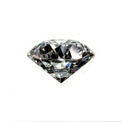 Fototapeta premium A clear diamond gemstone with intricate facets reflecting light. isolated on white background