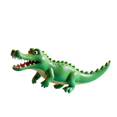 Fototapeta premium cheerful cartoon crocodile dynamically leaps across a body of water