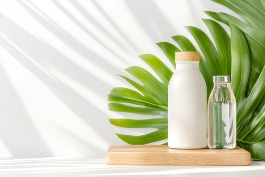 A minimalist desk setup with a plant, water bottle, and organized stationery, promoting productivity and mental clarity