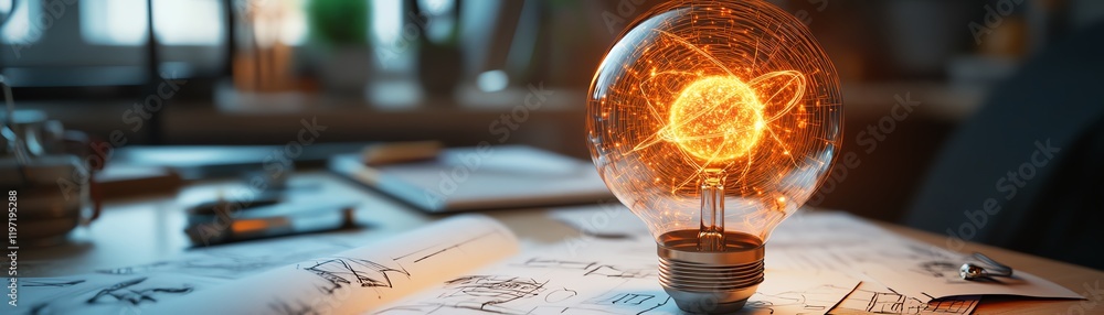 Poster light bulb encapsulating a dynamic solar system