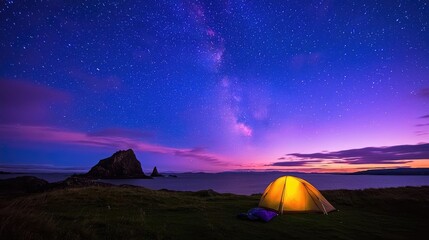 Coastal Camping Milky Way Night Sky