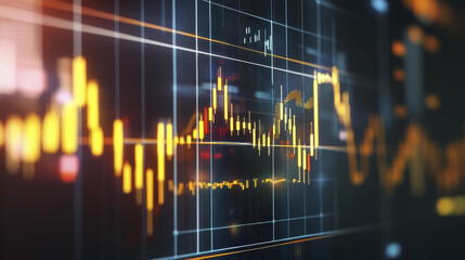 Stock market data visualization with fluctuating prices and trends