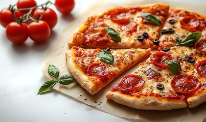 Delicious classic italian pizza with cheese and pepperoni