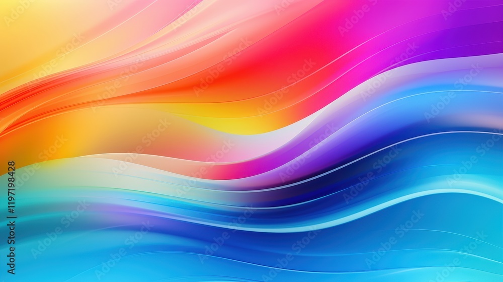 Poster vibrant abstract spectrum of colors flowing like water in a smooth, fluid motion with graceful curve