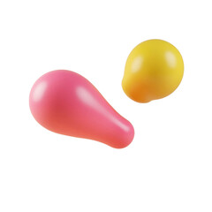 floating pink and yellow abstract shapes on beige background