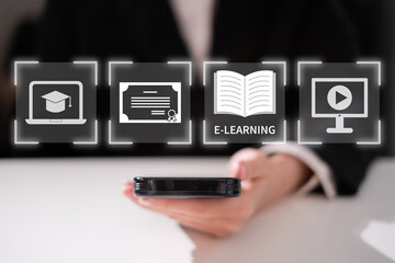 E-learning course cyberspace technology education online computer student school concept