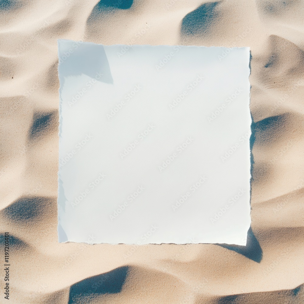 Leinwandbilder blank square paper on sandy surface creates space for creative text and design options in a serene o