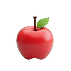 Obraz premium single ripe red with a vibrant green leaf