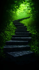 Obraz premium Enchanted Forest Staircase 3D Illustration
