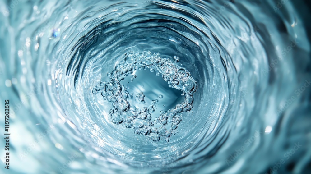 Poster bubbles form a circle inside moving liquid.