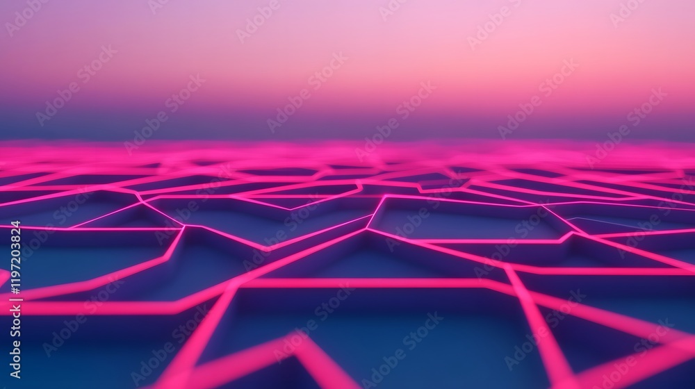 Poster glowing networking diagram on pastel sky surface - 3d
