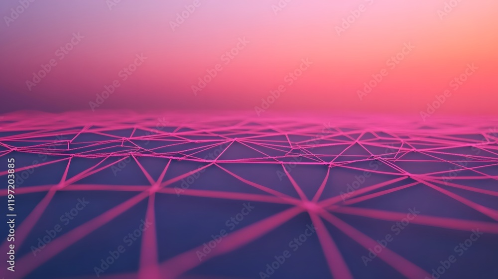 Poster glowing networking diagram on pastel sky surface in 3d
