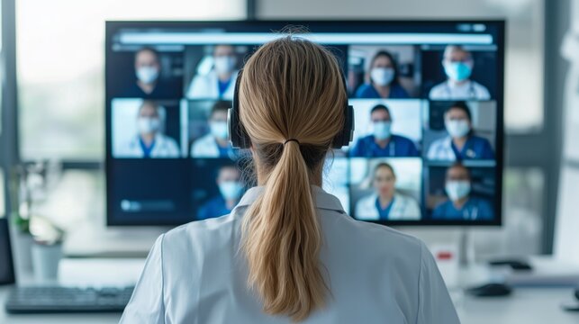 Virtual medical consultation online video call healthcare professional remote interaction