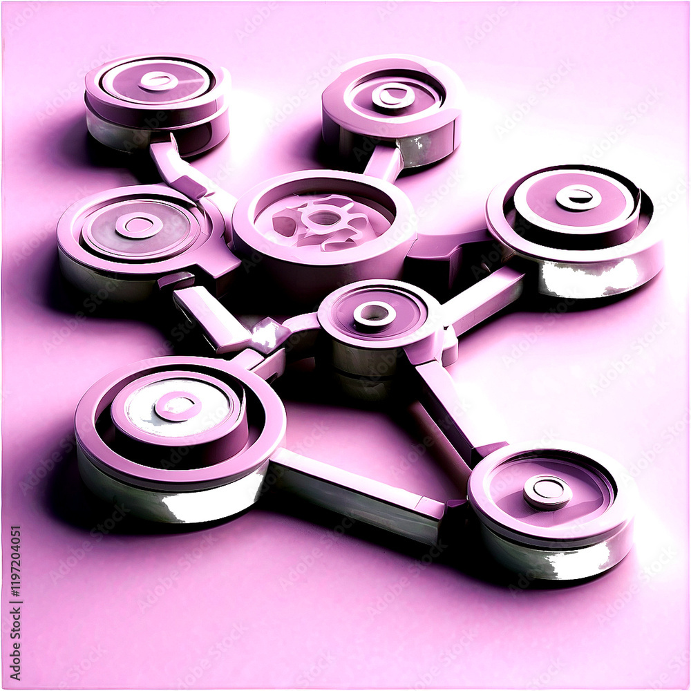 Aufkleber workflow automation diagrams process icon connections grey white, isolated on transparent background