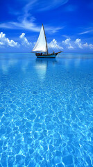 Obraz premium Sailboat Serenity: Ocean Tranquility Illustration