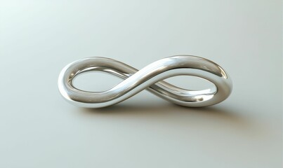 Naklejka premium Shiny metal infinity symbol on pale background.