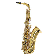 Saxophone isolated on transparent background. Golden saxophone. Vintage saxophone from the 1930's.