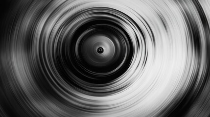 Fototapeta premium Black and white circles radiating outwards from a center point.