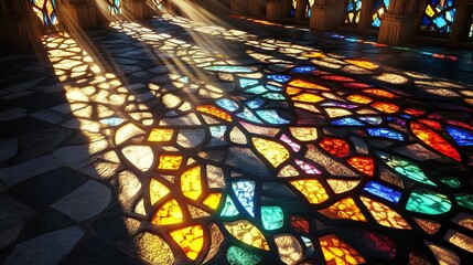 Obraz premium Typography created from intricate stained glass patterns