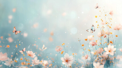 Butterflies dancing among blossoms serene meadow nature photography dreamy atmosphere close-up view tranquility and beauty of spring