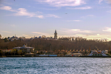 Naklejka premium Landscape of historical Sarayburnu Seraglio Point in istanbul, constantinople