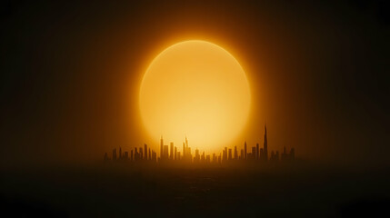 Golden Cityscape Sunset 3D Illustration