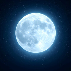 Full Moon Night Sky 3D Illustration