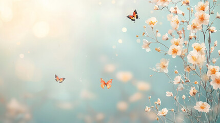 Butterflies dancing amidst cherry blossom trees in spring nature photography serene environment close-up view beauty and transformation