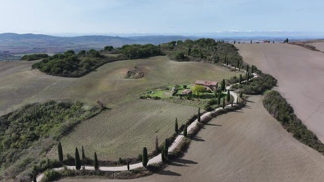 Iconic La Foce Zig Zag Road Surrounded by Rolling Hills