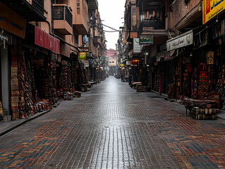 Naklejka premium Empty Market Street Realistic Photo