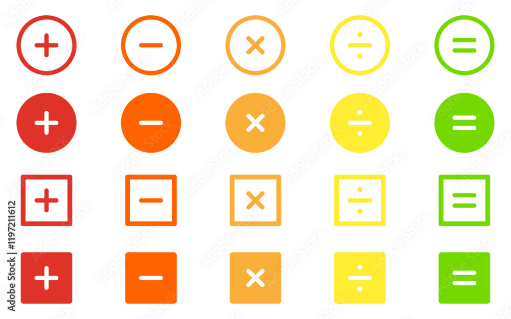 Poster math symbol plus minus equal icon multiply division addition substraction multiplication division eq