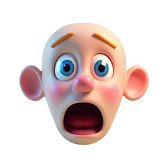 Fototapeta premium 3d rendered cartoon face showing surprise and amazement