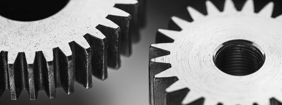 Close-up View of Metallic Gears Highlighting Precision Engineering and Industrial Design Elements
