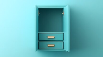 Naklejka premium Pastel Teal Open Filing Cabinet in Minimalist 3D Office Interior Design