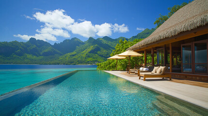 Obraz premium Immerse in the vibrant beauty of paradise with breathtaking views and pristine waters.