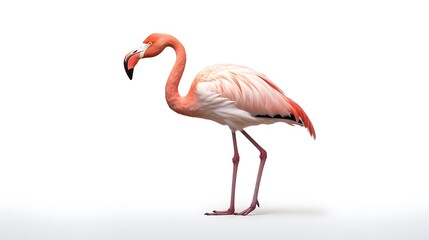 pink flamingo isolated on white