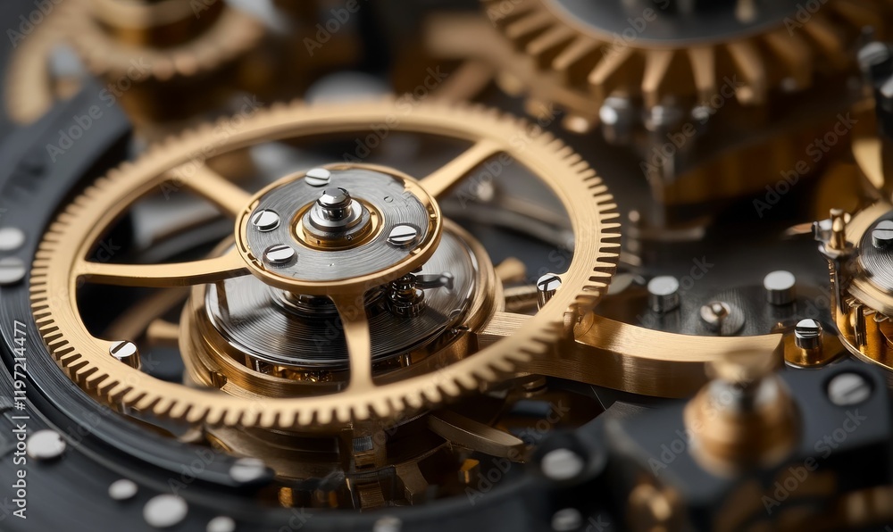 Aufkleber metallic gears and components of a clockwork mechanism.