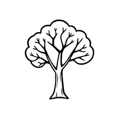 Simple Symmetrical Tree Clipart Logo in Monochrome