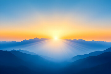 Sunrise Mountain Landscape Illustration