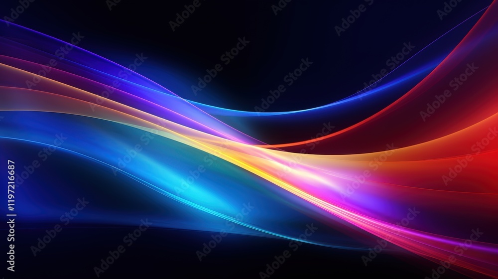 Aufkleber Colorful Abstract Light Streaks Creating Dynamic Visual Effects on Dark Background for Modern Design and Art Projects